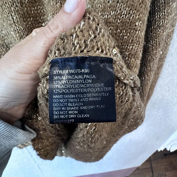 Sanctuary Clothing Sweater XS Brown Shimmery Sequins Oversized Warm Knit M0743 - Picture 8 of 11